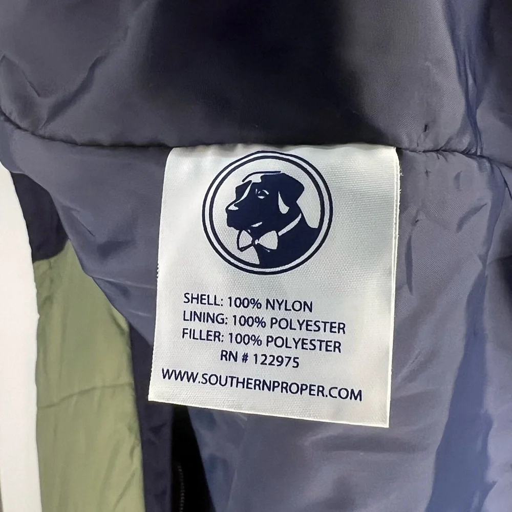 Southern Proper Campground Vest Puffer Navy Blue and Green - Large